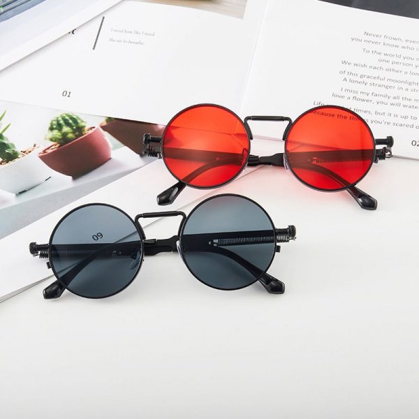 Retro metal round frame sunglasses mirror trend steampunk spring sunglasses hip-hop fashion men and women glasses