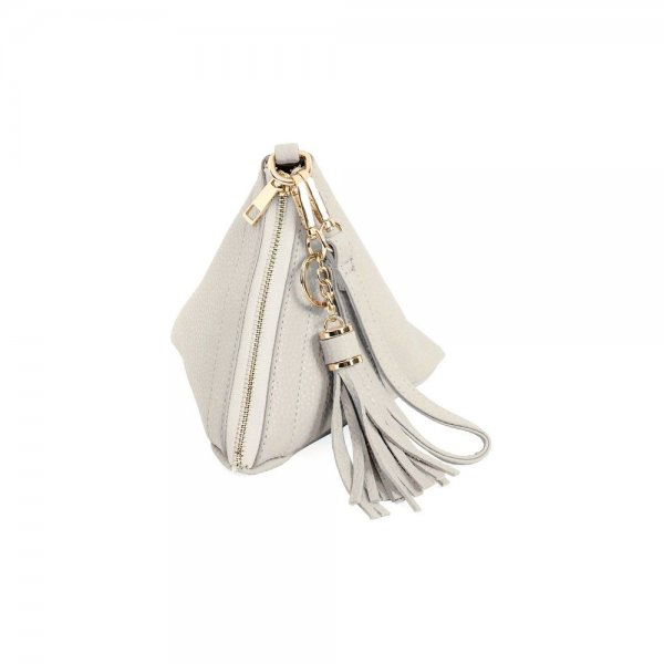 S18-4-4-HDG3249LGY-PYRAMID SHAPE LEATHER WRISTLET BAG-LIGHT GREY/6PCS