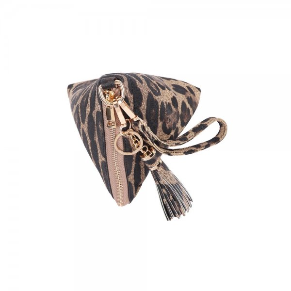 S18-6-4-HDG3249LPD-PYRAMID SHAPE LEATHER WRISTLET BAG-LEOPARD/6PCS