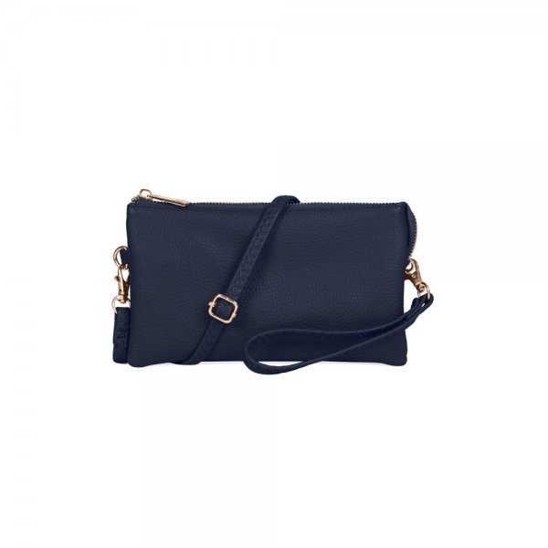 S23-13-2-HDG3138NV-LEATHER CROSSBODY BAG WITH WRISTLET-NAVY/6PCS